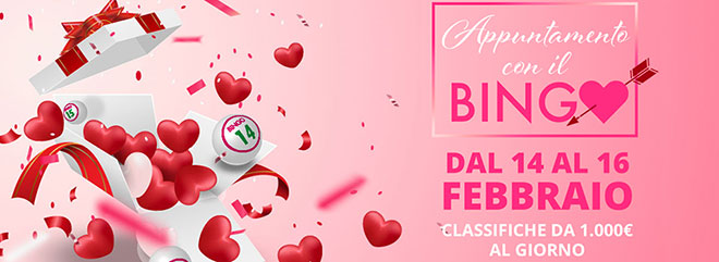 Bingo online speciale San Valentino 3.000€ in palio tornei bingo BIGcasino